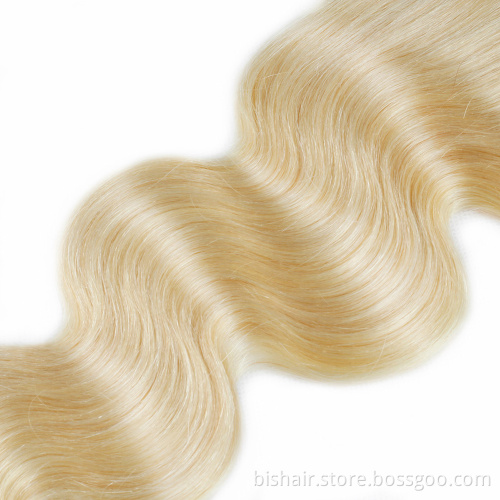 Wholesale Closure Hair Extension Blond Brazilian Real Hair 613 Remy Blond 1/3/4 Bunch Wavy 4x4 Hair Block Lace Closure 8-30 inch